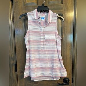 Columbia Women’s Pink and White Striped Sleeveless Button Tank